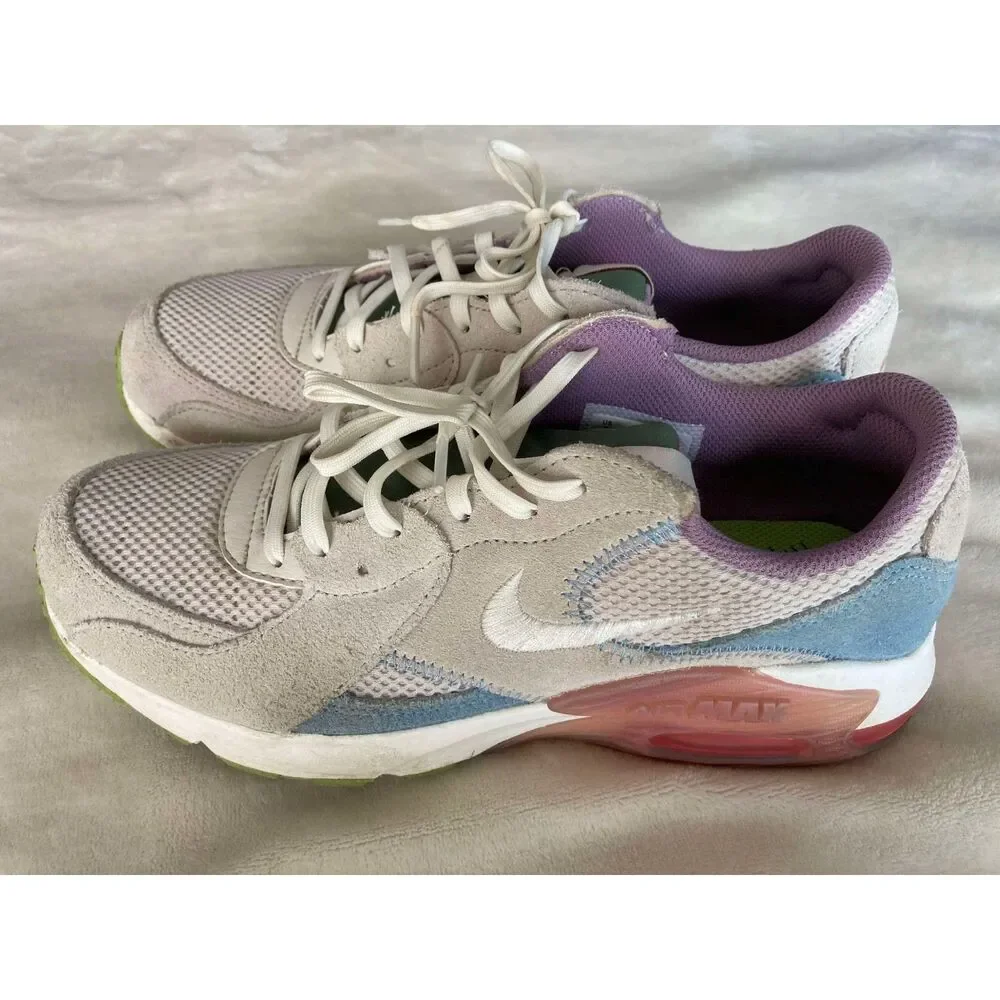 Nike Air Max Women’s Athletic Sneakers in Cream, Light Blue, Pink & Green - Picture 2 of 10